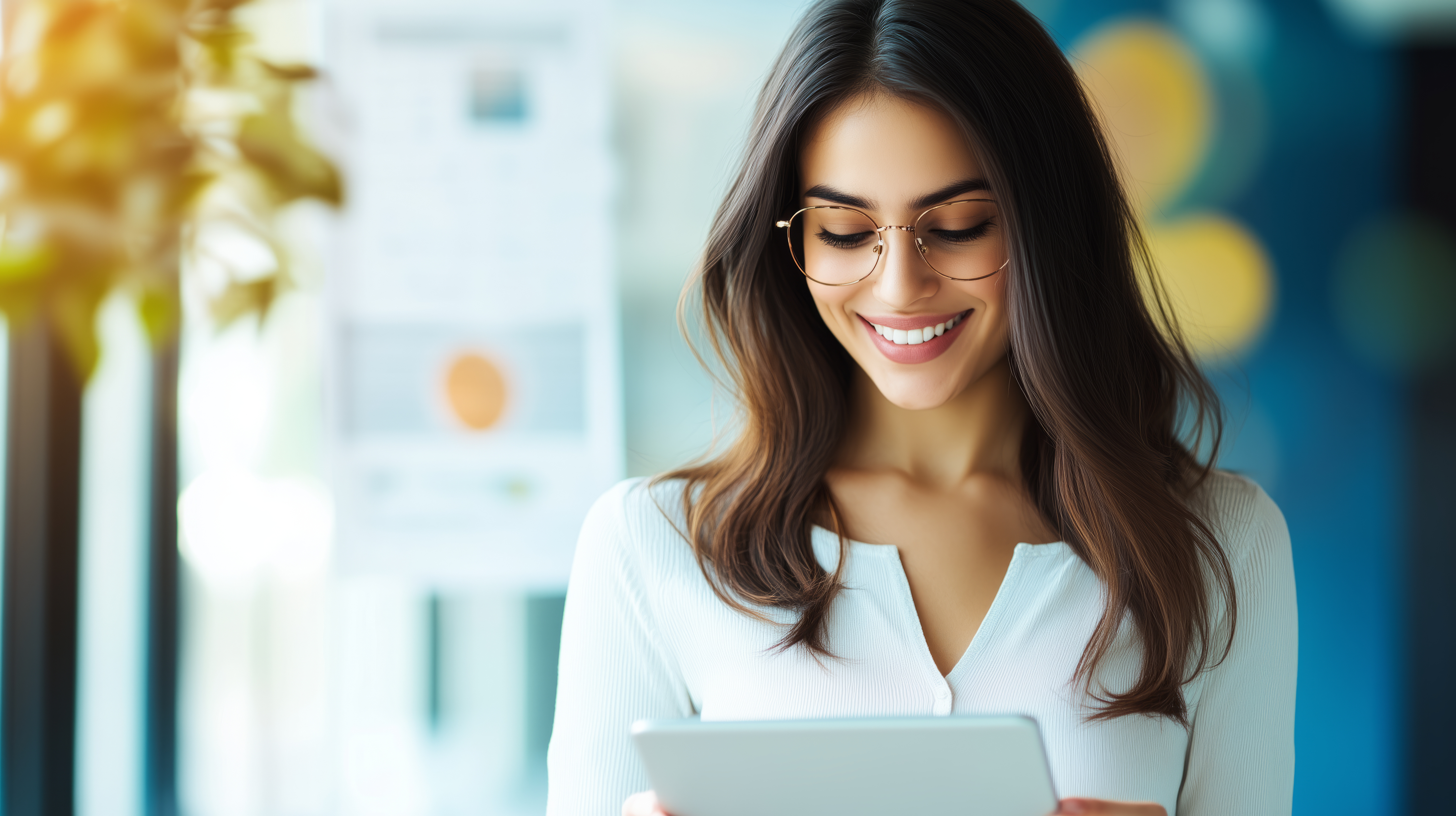 smiling lady looking over her loan contract